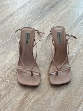 Steve Madden Blush Strappy Square-Toe Heels